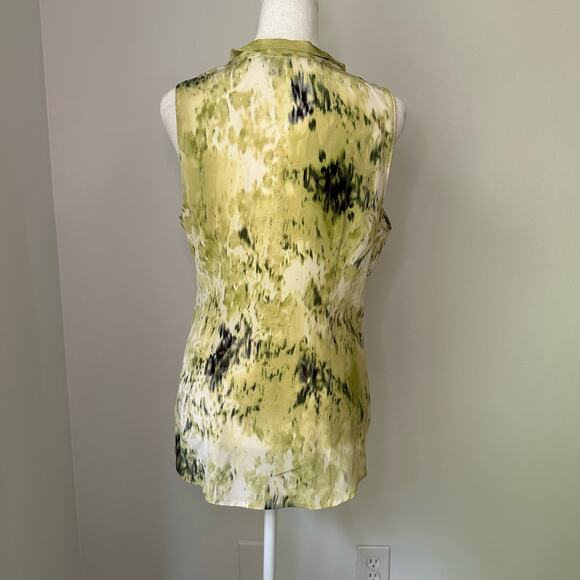 Ann Taylor green silk sleeveless button down top size 4 - Picture 4 of 10